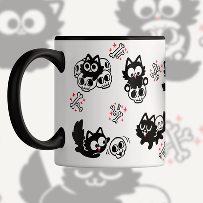 Playful Skull Cats Ceramic Mug