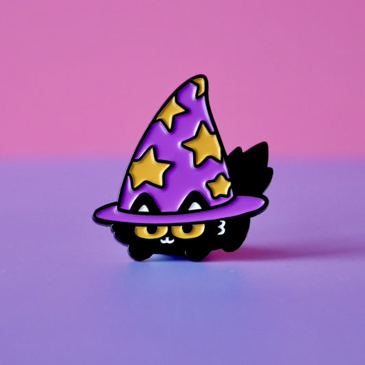 Wizard Hat Cat Pin Badge