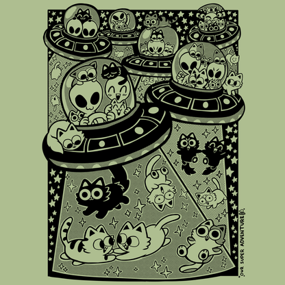 UFO Cat Party Screen-Printed T-Shirt (Pre-order)