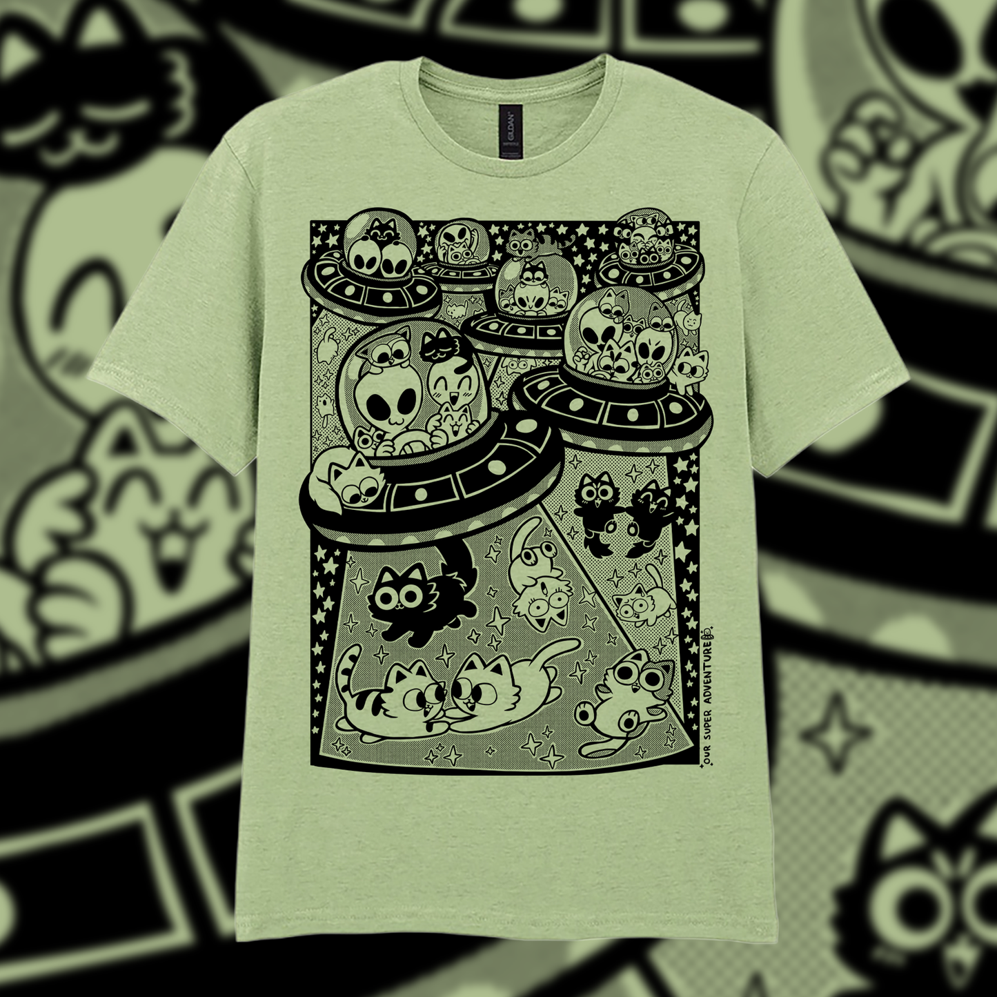 UFO Cat Party Screen-Printed T-Shirt (Pre-order)
