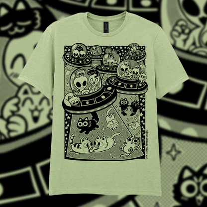 UFO Cat Party Screen-Printed T-Shirt (Pre-order)