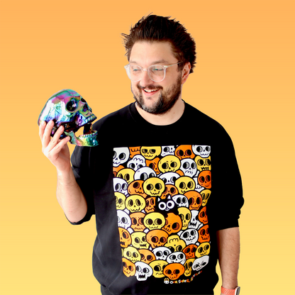 Skull Cat Candy Screen-Printed Sweater