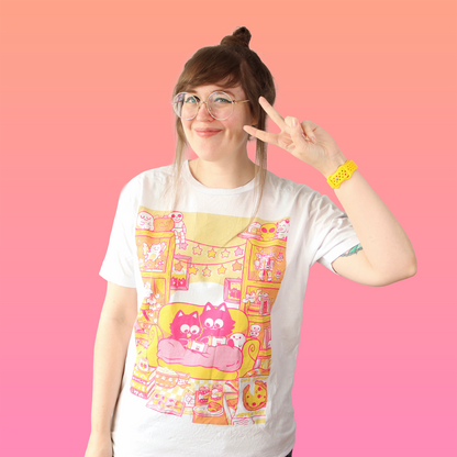 Cosy Cats Screen-Printed T-Shirt