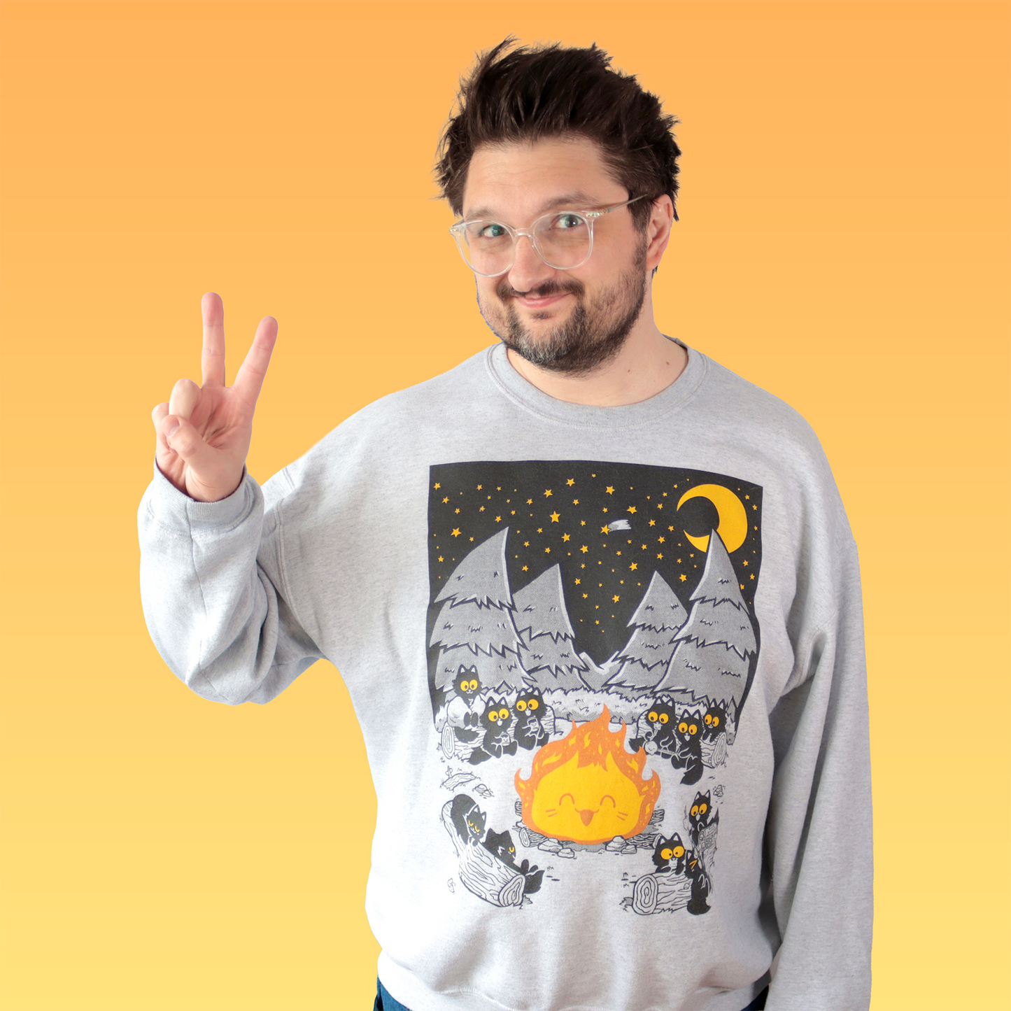 Campfire Cats Screen-Printed Sweater