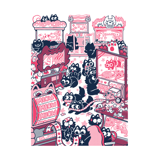 Cat Arcade Screen-Printed T-Shirt