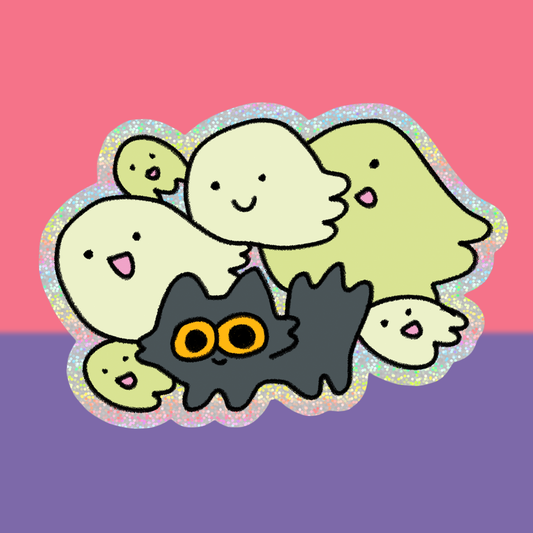 Ghost Cat Holographic Vinyl Sticker