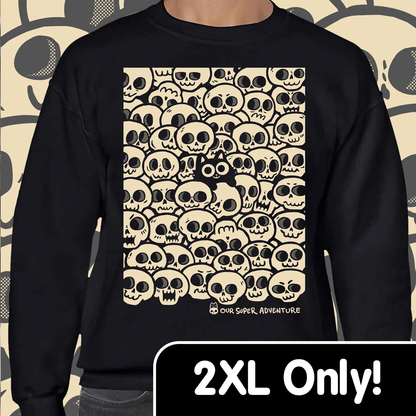 Skull Cat Screen-Printed Sweater