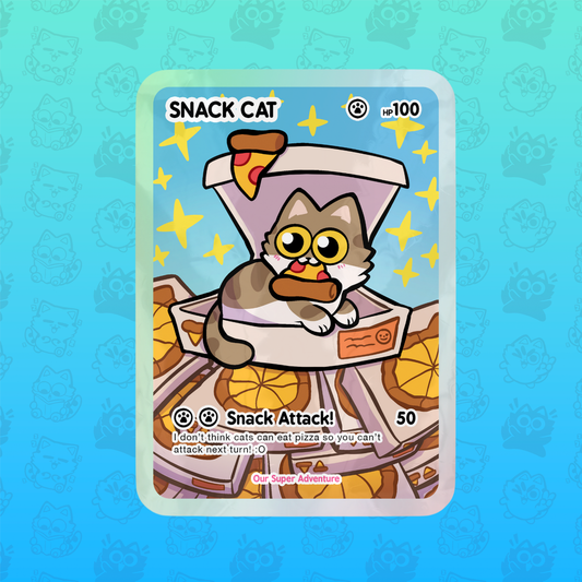 Snack Cat Card Holographic Vinyl Sticker